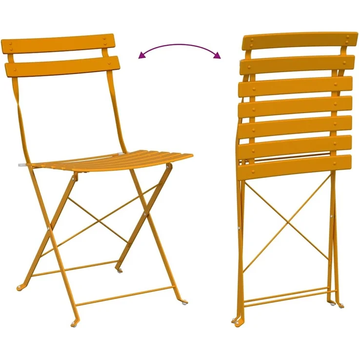 vidaXL Gartenklappstuhl 2 pcs Senf 42 x 46 x 82cm Metall 42002957 – Bild 10