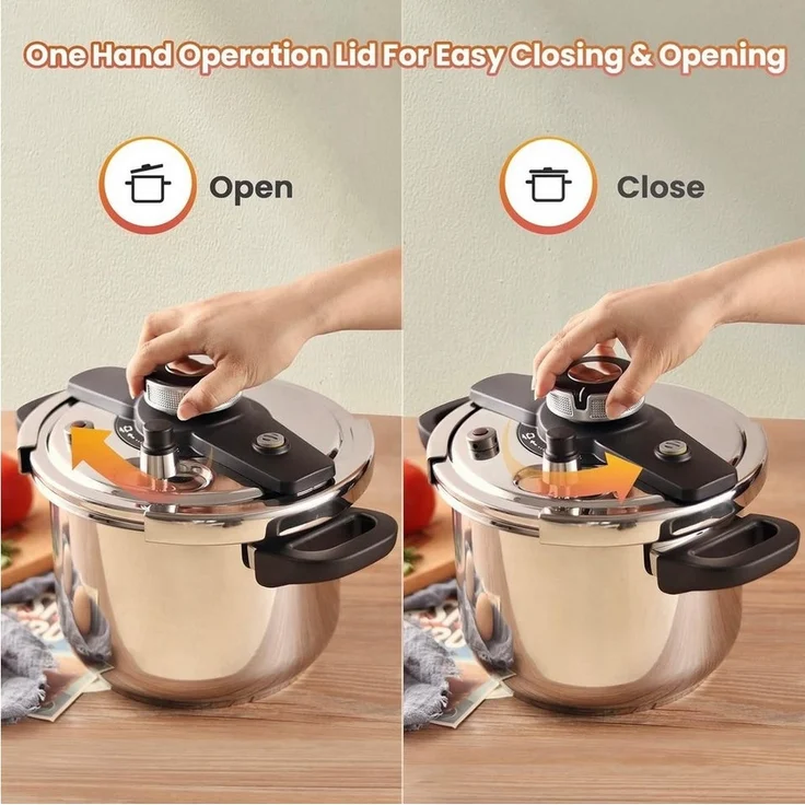 Schnellkochtopf Dampfkochtopf Edelstahl Kochtopf 6 Liter ROYALTY LINE RL-DSD6L – Bild 3