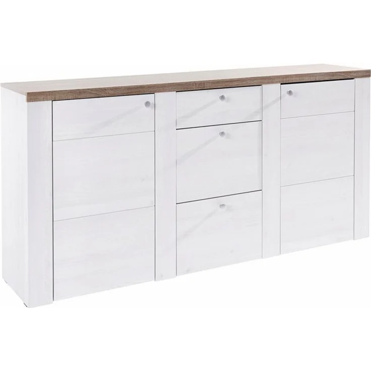 Home affaire Sideboard Larona, zeitlose Kommode mit 2 Türen, 3 Schubkästen, Türkommode, Höhe 84 cm, viel Stauraum, Anrichte mit dekorativer Rahmenoptik – Bild 4