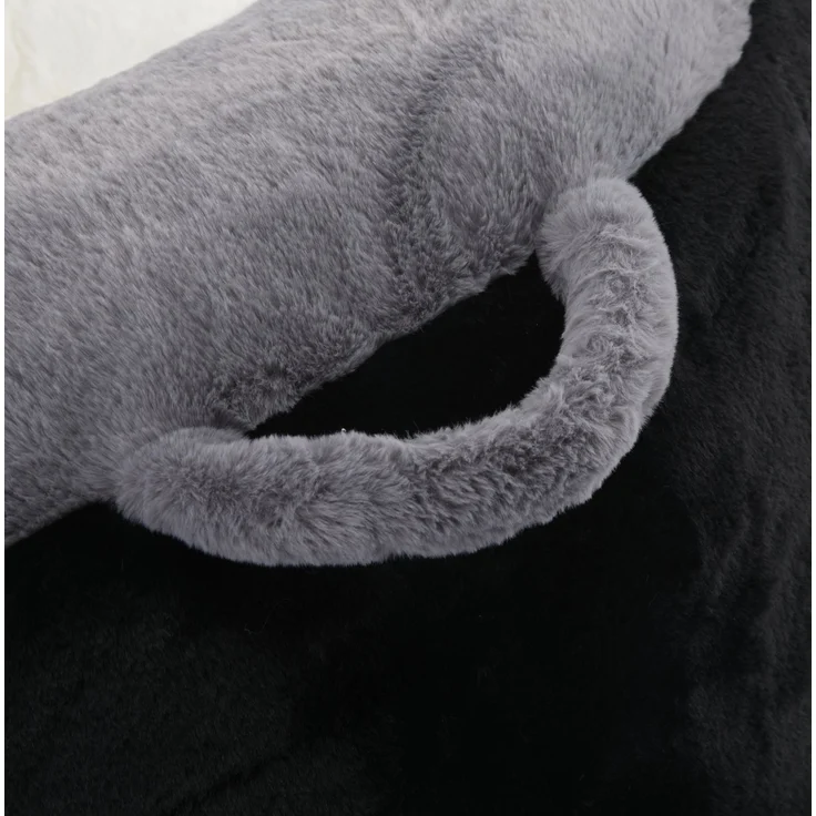 DESVIAE Sitzsack Mehrfarbig aus Kunstfell – 56x45x31 cm – Schaumstofffüllung, rutschfeste Unterseite – Bild 5
