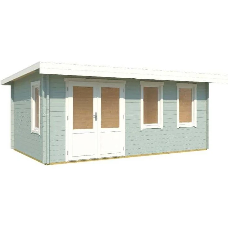 Lasita Maja Gartenhaus Baruda 53 ISO Gartenhaus aus Holz in Grau Holzhaus mit 40 mm Wandstärke Blockbohlenhaus mit Montagematerial – Bild 2