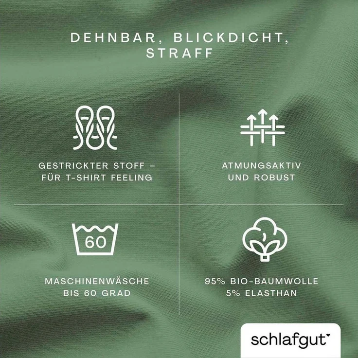 Schlafgut 'Pure' Spannbettlaken, Gummizug: rundum, für Matratzen bis 30cm Höhe, Bio-Baumwolle mit Elasthan, Green Mid, XL 180x200 cm - 200x220 cm – Bild 2
