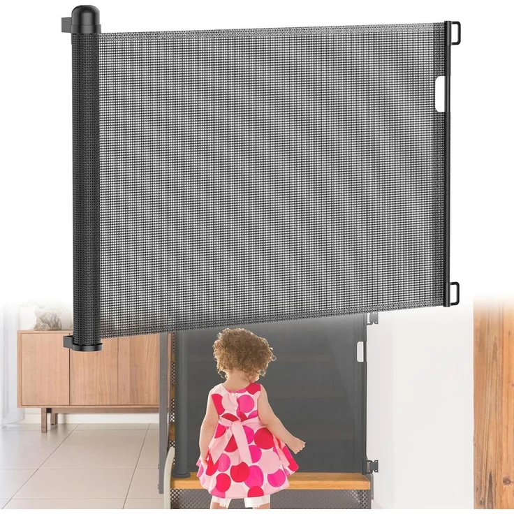FIVMEN Treppenschutzgitter PVC Türschutzgitter Ausziehbar 0-300 cm, Weiß/Grau/Schwarz für Babys und Haustiere – Bild 5