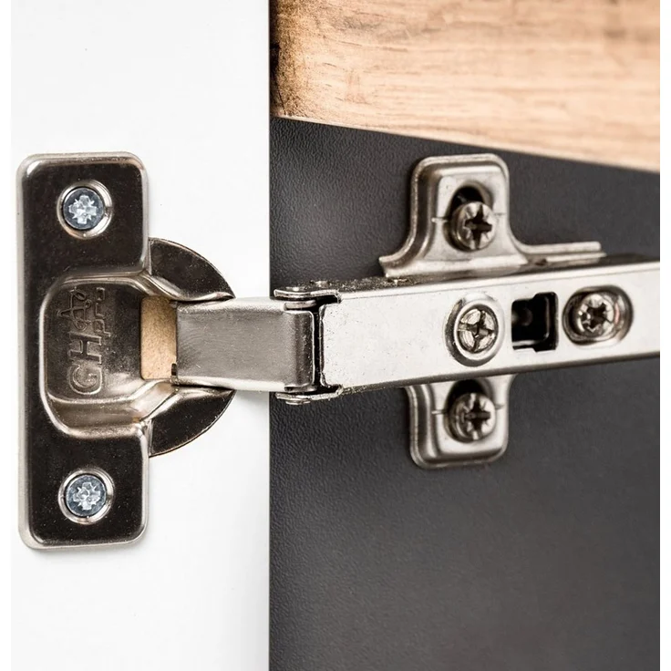 Badezimmer Hängeschrank SOLNA-56, Hochglanz grau mit Wotaneiche, B x H x T ca. 35 x 70 x 20cm – Bild 5