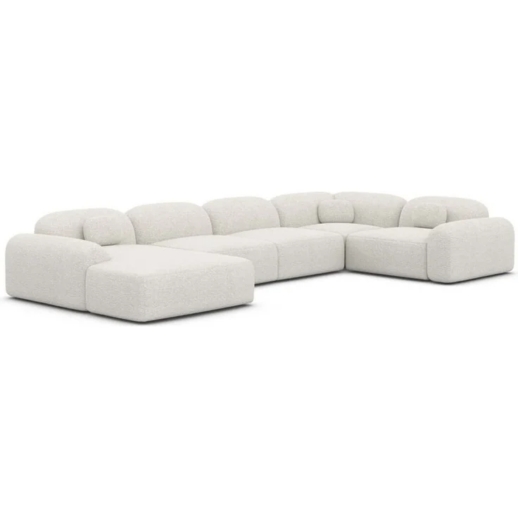 Polster Wohnlandschaft Barcelona U-Form - Boucléstoff - Weiß - Links – Bild 1