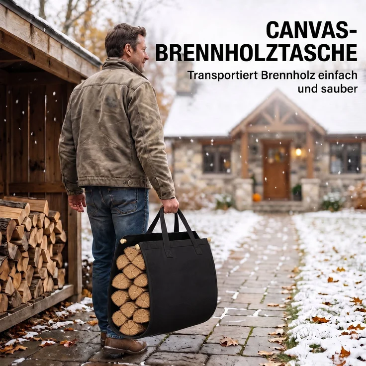 Outsunny Brennholzregal, Metall, Canvas, Schwarz, 47,5L x 33B x 44H cm – Bild 4
