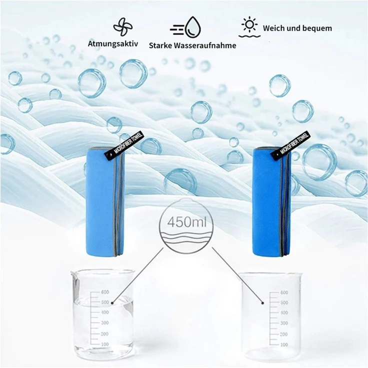 Blusmart Reisehandtuch Schnelltrocknendes Sporthandtuch, Mikrofaser (Reisehandtuch), Sport-, Strand- und Badetücher – Bild 3