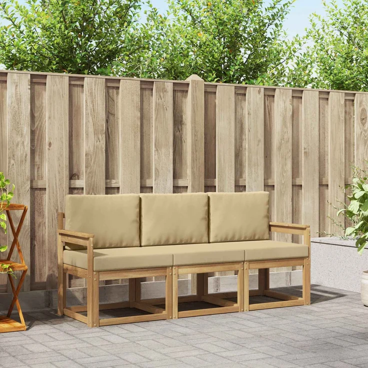 vidaXL Outdoor-Sofagarnitur 3 stk. White and Beige 189.5 x 63 x 73 cm 3387167 – Bild 1