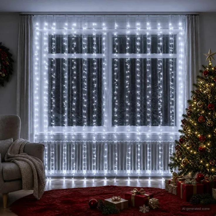 vidaXL Lichtervorhang 600 LEDs Kaltweiß 600 x 300 cm 42054074