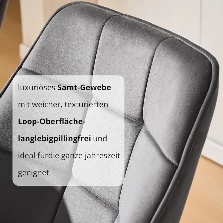 Esszimmerstuhl drehbar gepolstert Armlehne 1 Stück Samt Dunkelgrau – Bild 5