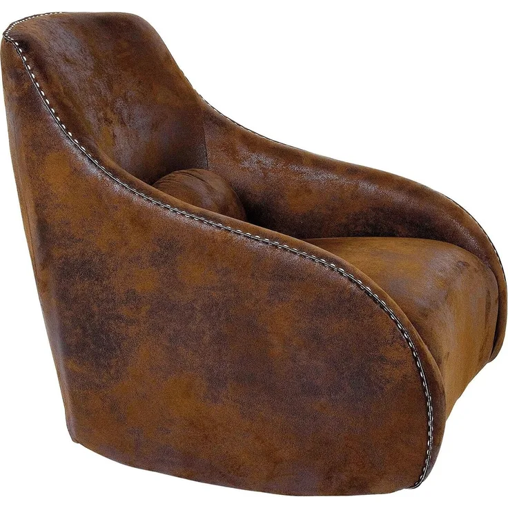 Kare Design Sessel Swing Ritmo Braun, Schaukelsessel aus pflegeleichtem Polyester Stoff, Schaukelstuhl im Vintage Style, gemütlicher Loungesessel mit Kippfunktion, (H/B/T) 83 x 76 x 74 cm