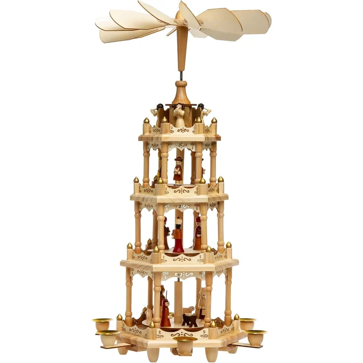 SIKORA Weihnachtspyramide aus Holz mit 4 Etagen XL Pyramide Weihnachten Deko H:55cm - P4 – Bild 2