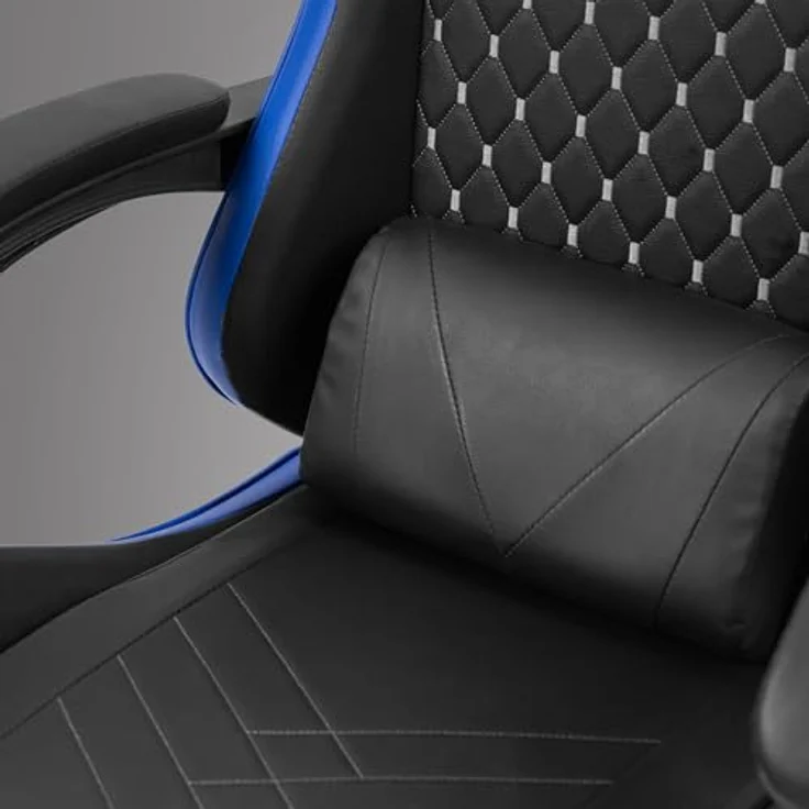 MARS GAMING MGC-X, Ergonomischer Gaming-Stuhl, Kunstleder, Verstellbare Rückenlehne und Höhe, Dynamische Armlehnen, Nacken- und Lendenkissen, Bürostuhl mit Ausziehbarer Fußstütze, Blau – Bild 7