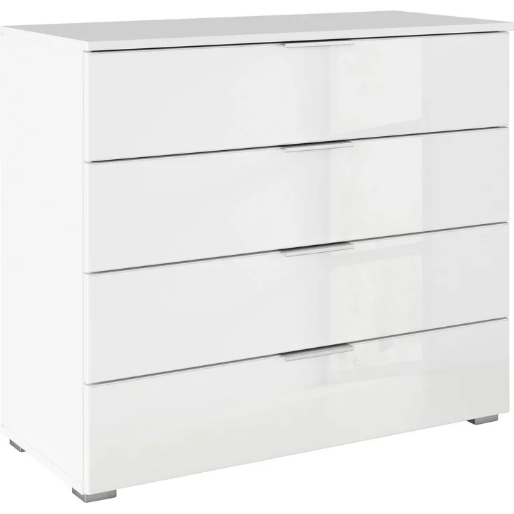 OTTO home Schubkastenkommode Sideboard Schubladenkommode Schubladenkommode AGORDO mit Glasfront (in zwei Griff-Farben, Breite 80 cm), vier große und geräumige Schubladen mit viel Stauraum MADE IN GERMANY