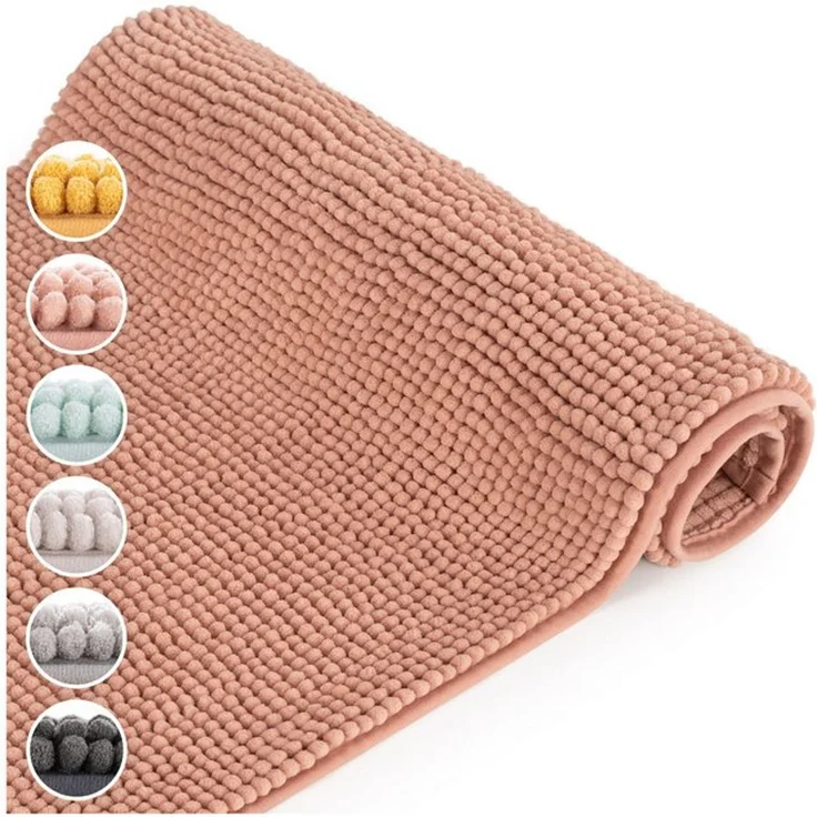 Blumtal Badematte Chenille weicher Badezimmerteppich, strapazierfähig, rutschfest, Polyester, Läufer, 40°C maschinenwaschbar – Bild 4