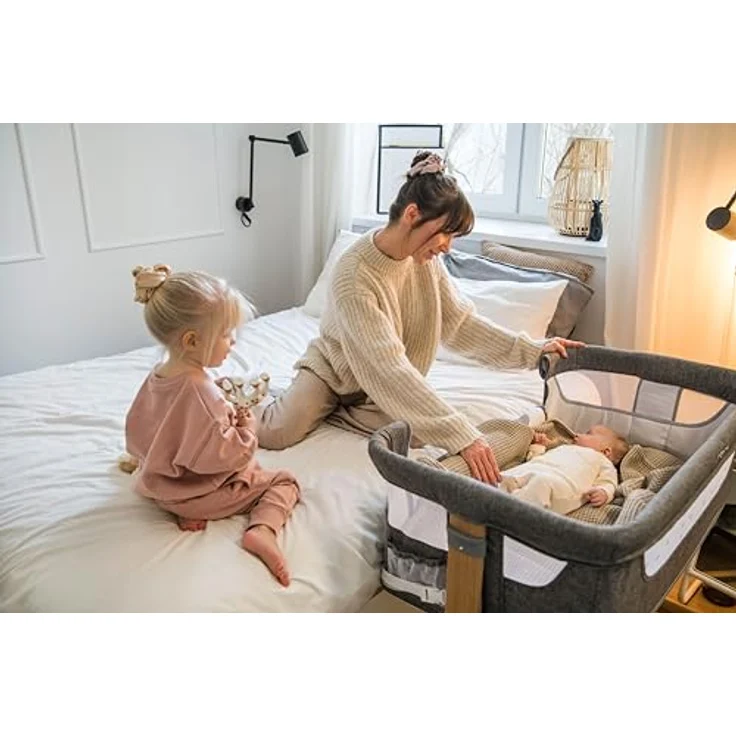 Momi SMARTBED 4-in-1 Kinderbeistellbetten bis 15 kg, Beistellbett für Babys mit Matratze, Höhenverstellbar – Bild 24