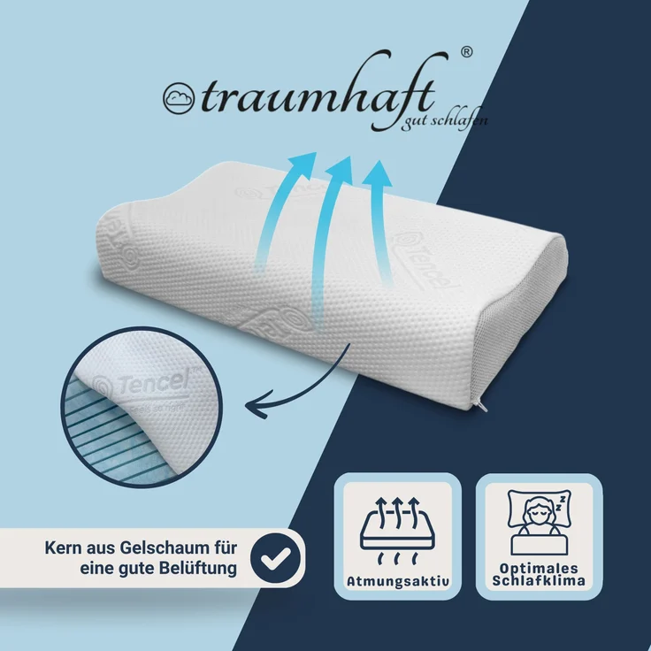 Traumhaft gut schlafen Nackenstützkissen - mit offenporigen Kern aus Gelschaum, Höhe: 10 cm – Bild 6