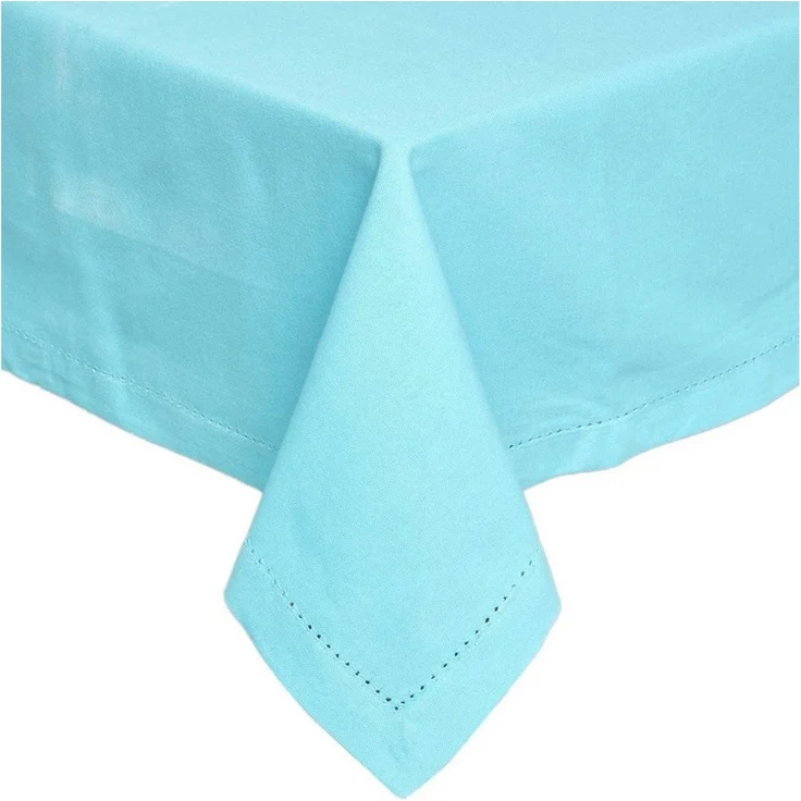 Homescapes Tischdecke Tischdecke hellblau – 137 x 137 cm, 100% Baumwolle (1-tlg) – Bild 2