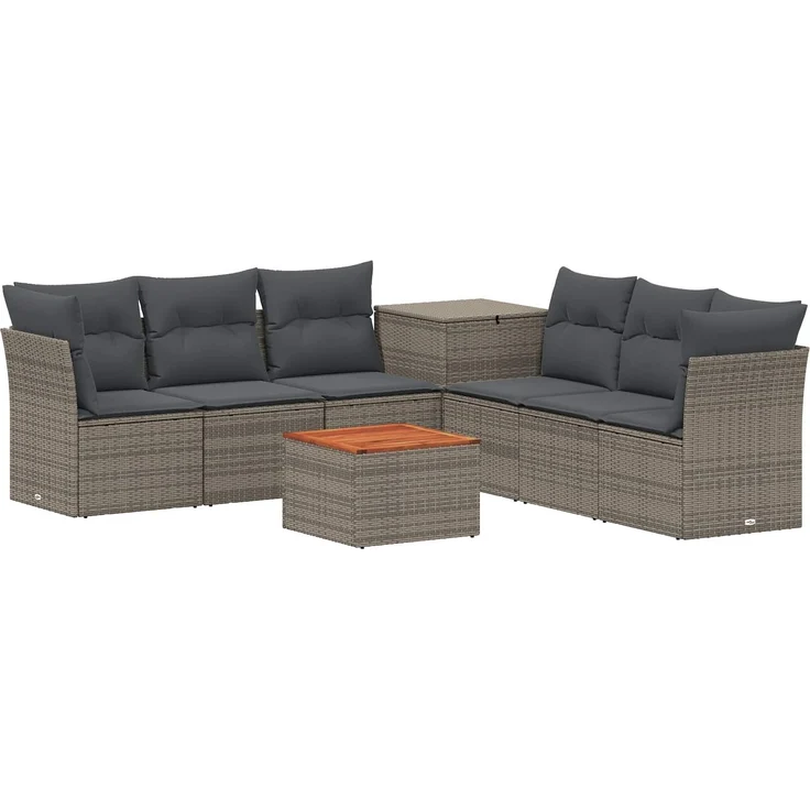 vidaXL Sofa Set 8 stk. Grau und Dunkelgrau Polyrattan und Stahl 3448280 – Bild 2