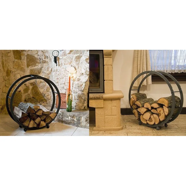 Kaminholzregal Kaminholzständer Rund D-70cm Grau 80004 Holzkorb Kaminholzhalter