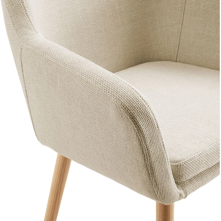 SalesFever Armlehnstuhl aus Strukturstoff – Massivholz-Eichenbeine, skandinavisches Design – Bild 6
