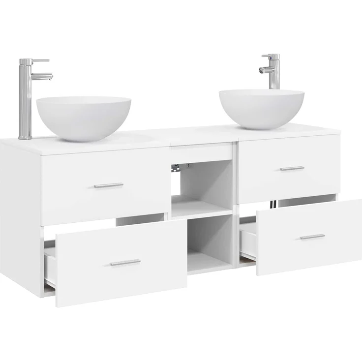 vidaXL Badezimmerschrank-Set 3 stk. Weiß 129 x 35 x 80 cm 3405787 – Bild 4