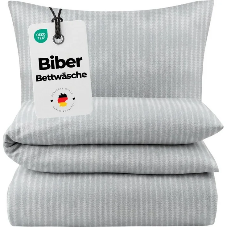 Carpe Sonno Bettwäsche Biber Warme Bettwäsche Winter Flanell Streifen Baumwolle 135x200, Biber, 2 teilig, Kuschelige Biberbettwäsche - Feinbiber - Reißverschluss - 135x200 cm – Bild 1