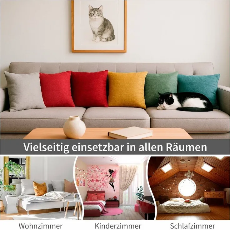 matches21 HOME & HOBBY Kissenbezüge 2er Set Kissenhüllen 45x45 cm beige meliert als weiche Dekokissen, (2 Stück), Zierkissen-Bezüge für Sofa-Kissen, Couch-Kissen