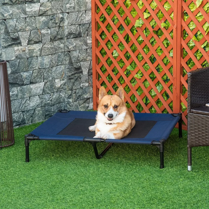 Erhöhtes Hundebett aus 600D-Netzgewebe, Reisebett für große Hunde mit einem Gewicht von bis zu 30 kg, 91,5 x 76,2 x 18 cm, Blau – Bild 3