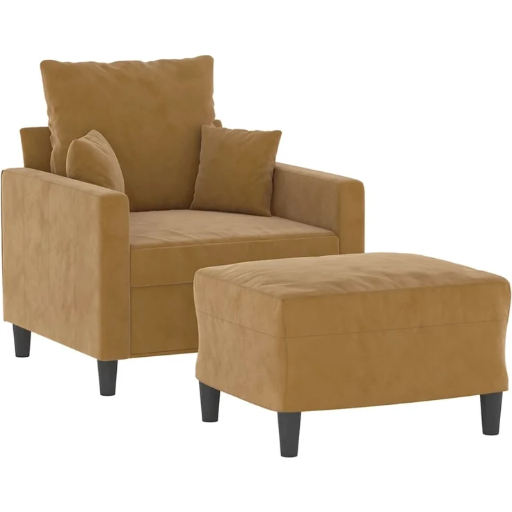 vidaXL Sessel mit Hocker Braun 60 cm Samt 3201104 – Bild 2