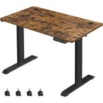 SONGMICS Höhenverstellbarer Schreibtisch elektrisch, 70 x 140 cm Tischoberfläche, stufenlos verstellbar, Memory-Funktion mit 3 Höhen, Auffahrschutz, vintagebraun-schwarz LSD102X01