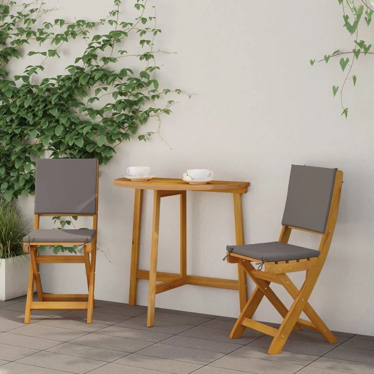 vidaXL Außen Bistro-Stühle mit Kissen 2 pcs Dunkelgrau 38 x 46 x 85 cm 42028100 – Bild 1