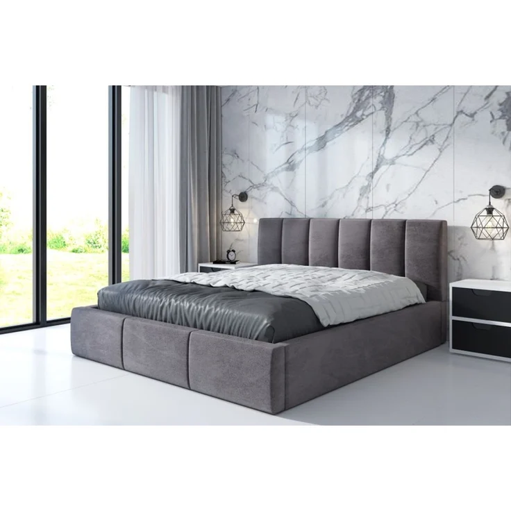 Polsterbett LISI 120x200 mit Matratze, Bettkasten und Lattenrost. Farbe: Grau 16 – Bild 2