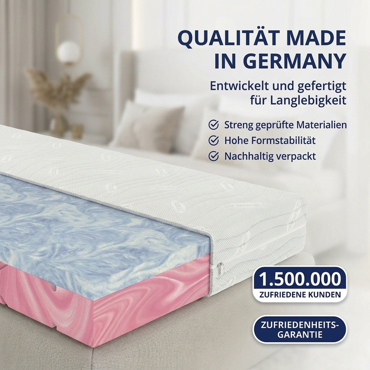 Mister Sandman Hybrid Matratze 100x200 cm H2/H3, 22 cm Höhe, 7-Zonen Kaltschaum & Gelschaum, Wendematratze, Atmungsaktiver Lyocell Bezug, Waschbar – Bild 2