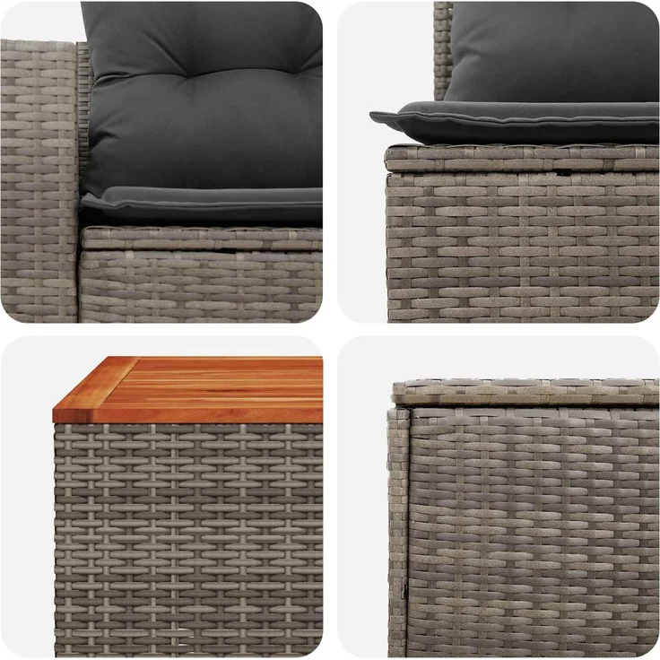 vidaXL Sofa Set 6 stk. Grau und Dunkelgrau Polyrattan und Stahl 3447570 – Bild 8