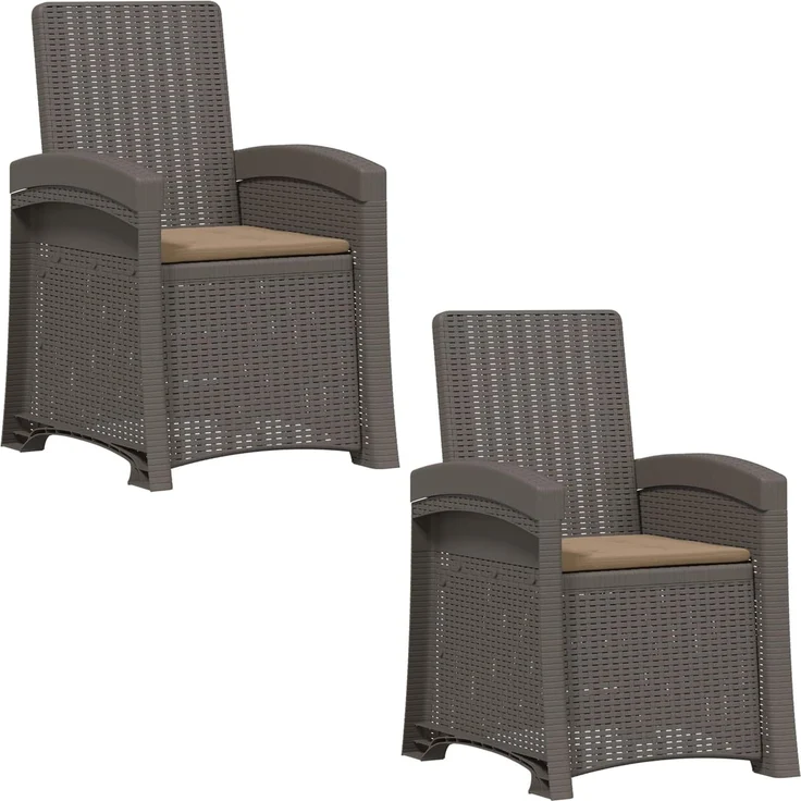 vidaXL Liegesessel Garten Rattan-Optik 2 Stk. Hellgrau und Taupe PP 8012030 – Bild 2