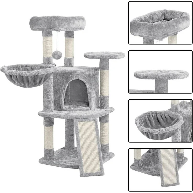 Yaheetech Kratzbaum 106 cm (H), Kletterbaum Katzenbaum mit Katzenhöhle & Sisalstämme & Kratzbrett – Bild 2