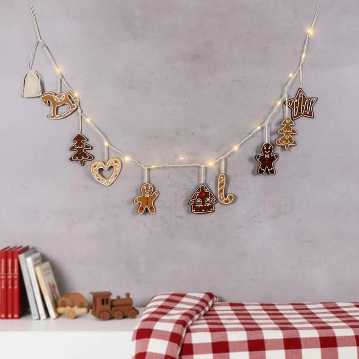 Levandeo® Lichterkette, LED Lichterkette Lebkuchen Figuren 160cm mit Timer Weihnachten – Bild 3