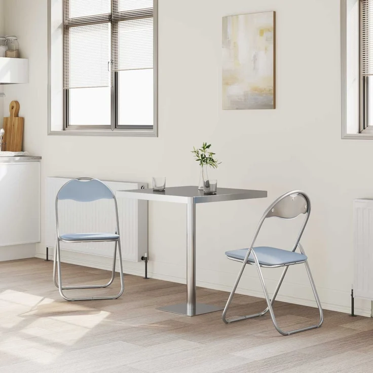 vidaXL Klappstuhl 2 pcs Grau 48 x 43,5 x 81 cm Kunstleder 42029046 – Bild 3