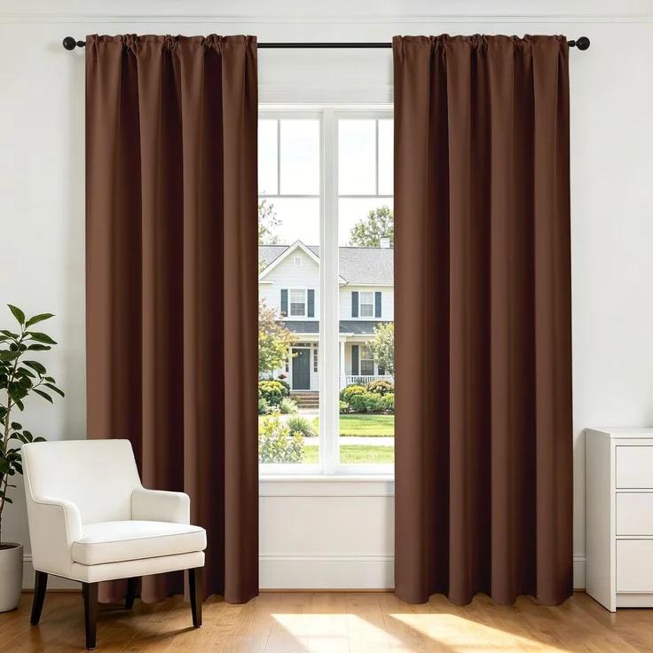 CUCRAF Braune Verdunkelungsvorhänge, 213,4 cm Länge, 2 Paneele, Stangentasche, Raumverdunkelungsvorhänge für Schlafzimmer, Wohnzimmer, isoliert, thermisch, lichtblockierend, Fenstervorhang, (B 132 x L