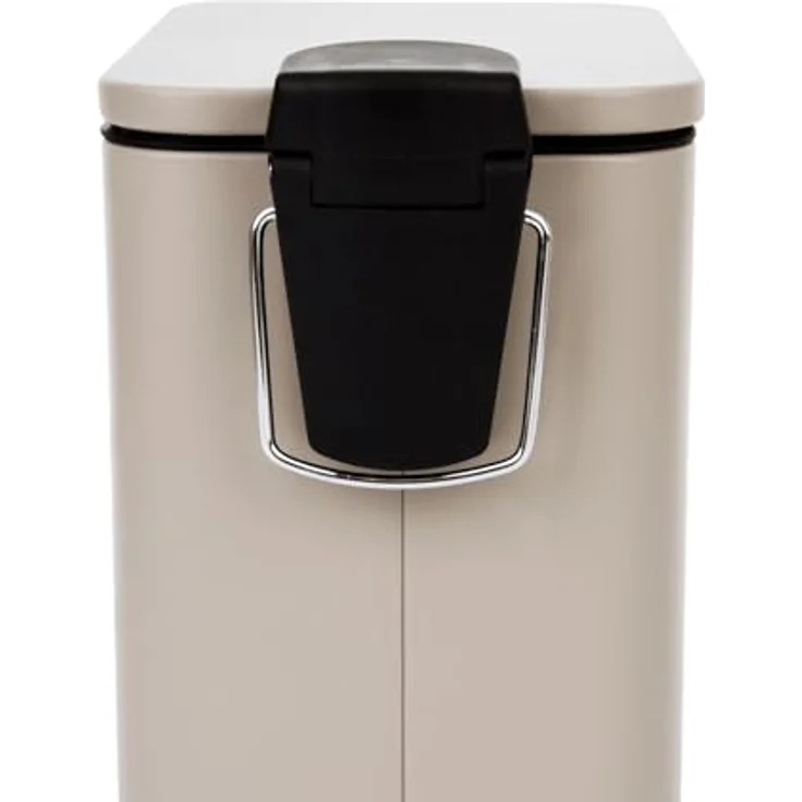 SVITA Mülleimer ST5, 5L Kosmetikeimer aus pulverbeschichtetem Stahl, Softclose Deckel, Tretpedal, taupe beige – Bild 6