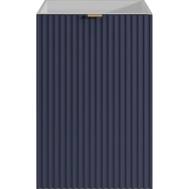Vente-unique - Handwaschbeckenschrank geriffelt - Weißer Korpus & wendbare blaue Tür - 60 x 40 x 22 - VAHIRA – Bild 3