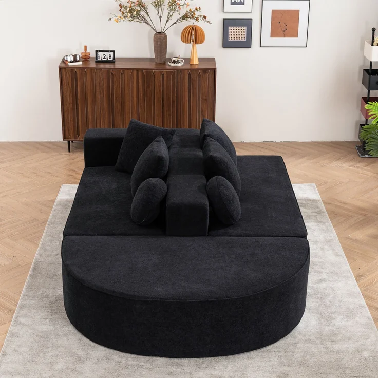 ZUBALIYA Modulares Sofa mit Chenille - Bezug, mit breiten Armlehnen, modular aufgebaut, mit Schaumstoffpolsterung – Bild 8