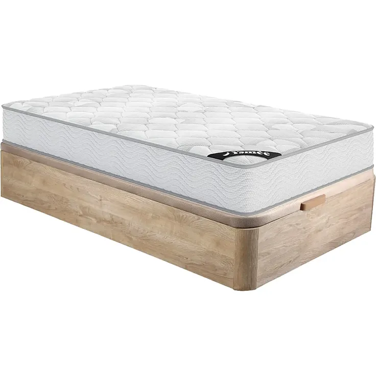 Vente-unique - SONGE Set aus Matratze und Bettgestell Holz, PlatteStoff Beige - B 90 cm x H 30 cm20 cm x L 190 cm