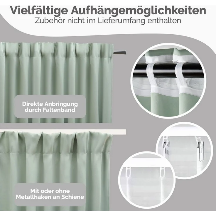 Blumtal Verdunkelungsvorhang Verdunkelungsvorhang 2er-Set Thermovorhang Wärme- & Kälteisolierend, OEKO TEX Zertifiziert mit Kräuselband – Bild 3