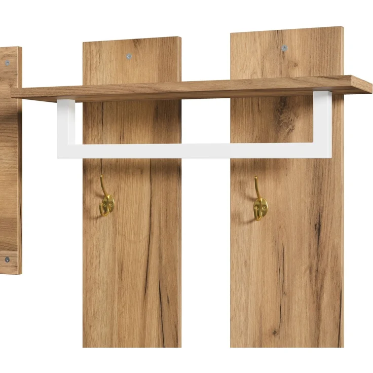 Garderoben-Set mit Spiegel, Schuhschrank und Sitzbank, 130x35x124,5 cm, Natur – Bild 9
