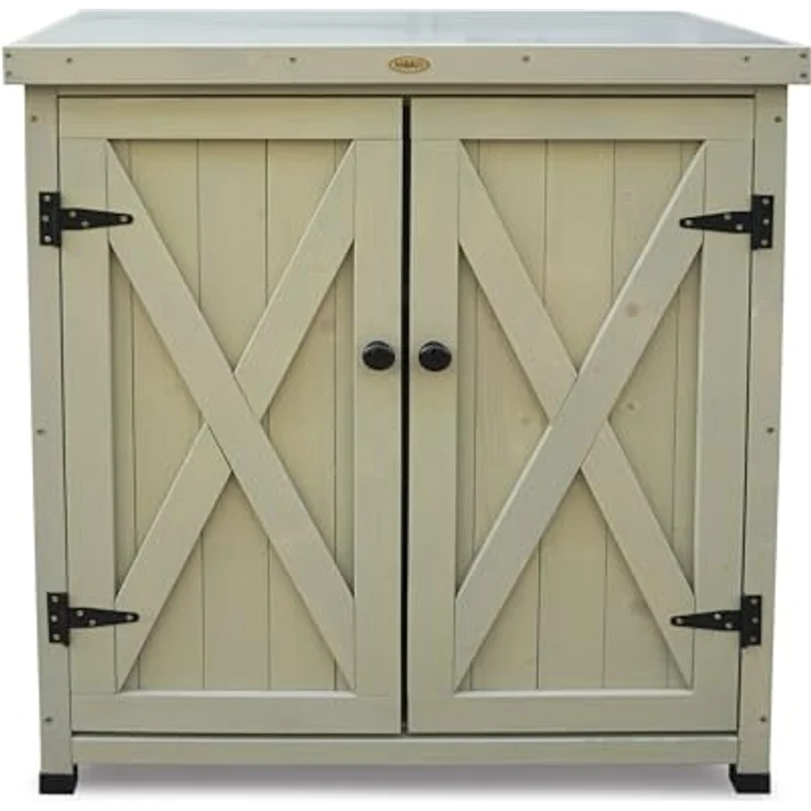 HABAU Gartenschrank "Laura" aus Holz, mit Arbeitsplatte, Grau, 80 x 45 x 92 cm – Bild 4