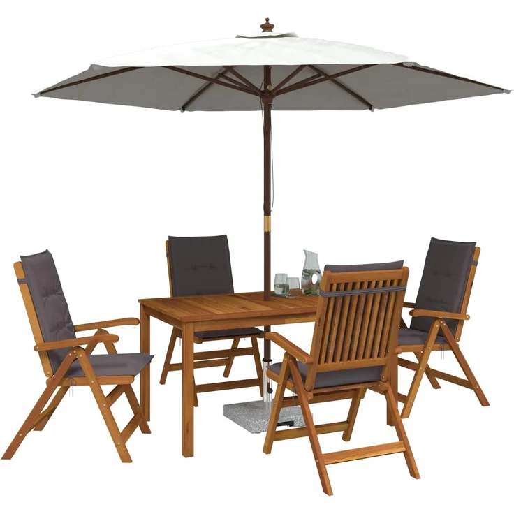 vidaXL Essgruppe für draußen mit Sonnenschirm 6 stk. 4-Sitzer 3438548 – Bild 3