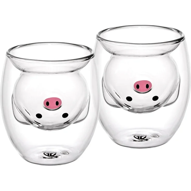 GRÄWE Doppelwandige-Thermogläser, 200ml, 2er Set, Motiv Schwein – Bild 1
