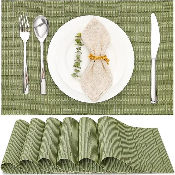 TUWENA Platzset Tischsets Abwaschbar 6er Set, Rutschfest Hitzebeständig Platzdeckchen, Vinyl Platzdeckchen für Küche Speisetisch Hotel, Platzmatten 30x43.5cm – Bild 5